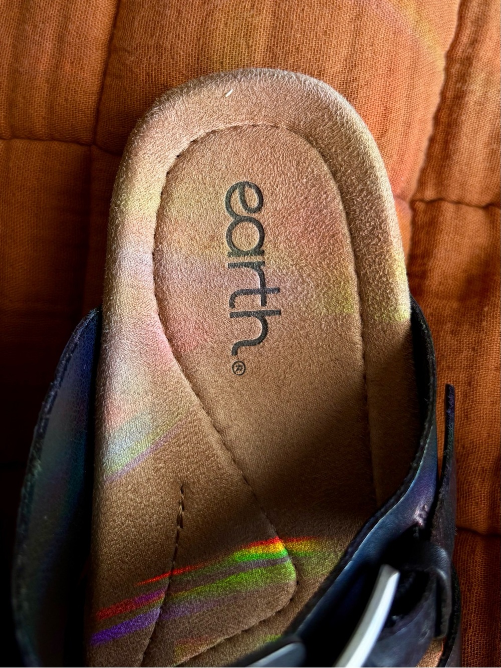 Earth Eresa Leather Fisherman Slide Sandals Black Size 7 - Picture 5 of 6